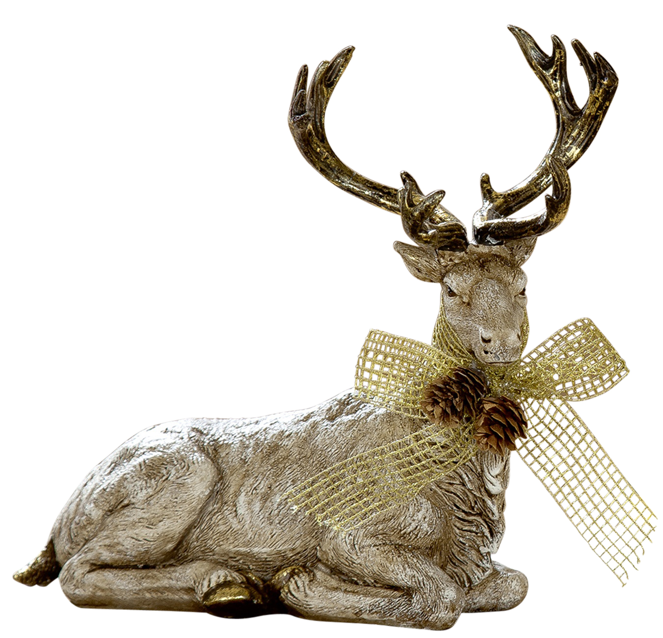 postenmarkt-shop.de - für antike Weihnachtsdeko Innen Bock Tier-Keramik-Figur Goldener Reh natürlich Rehkitz Hirsch Außen 22x20cm Elch Rentierdeko beige gold